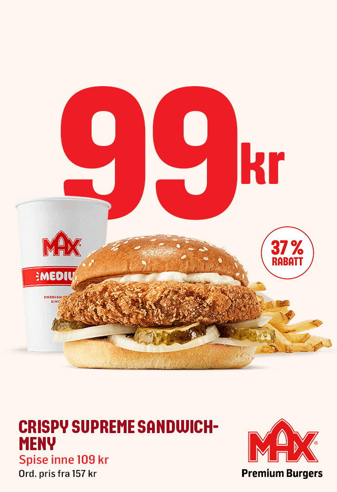 Max Burger - Crispy supreme sandwich-meny