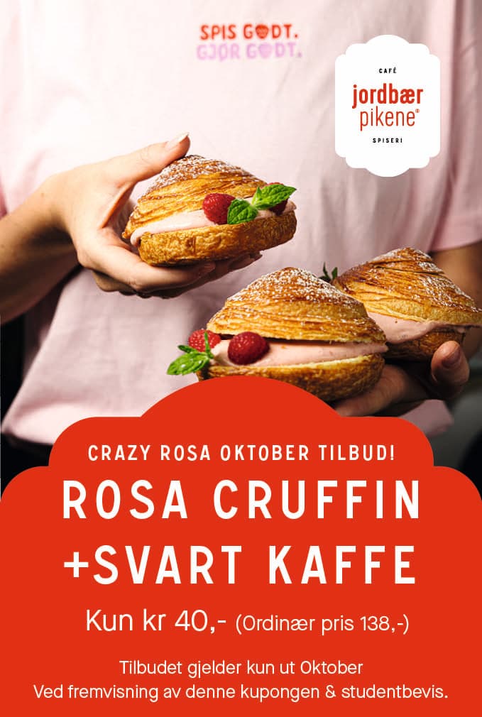 Jordbærpikene - Rosa cruffin + svart kaffe